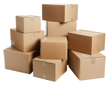 PNG Stacked moving boxes cardboard carton white background