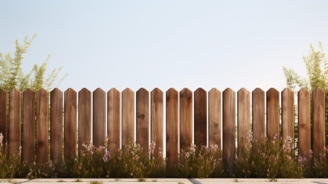 Wooden fence isolated on white background