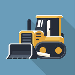 EarthMover: A Flat Illustration of a Powerful Construction Dozer, Symbolizing Strength and Efficiency in Heavy Equipment.