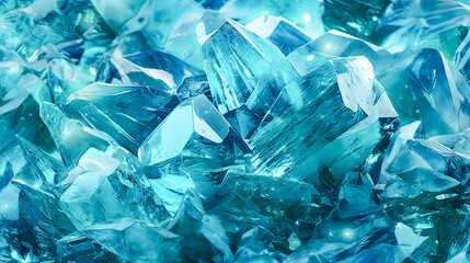 A blue crystal formation with many pieces