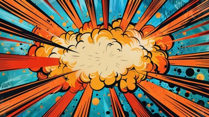 Birthday card with blank space, comic book explosion background, superhero theme