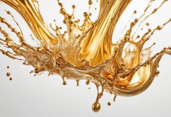 Gold expressive splashes on a white background 