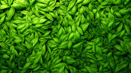 A close up of green leaves with a lush green background - Powered by Adobe