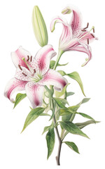 Fototapeta na wymiar PNG Lily flowers blossom drawing plant.