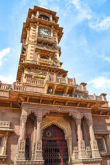 Sardar Market Clock Tower with Bright blue sky at background in Jodhpur