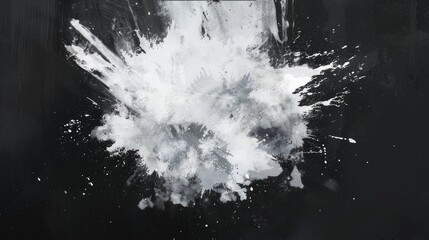 An explosion of white dust on a black background. - obrazy, fototapety, plakaty