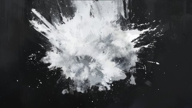 An explosion of white dust on a black background.