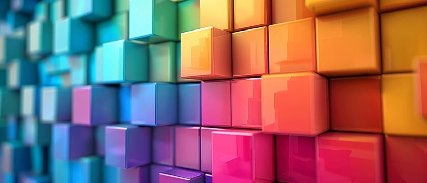 3D rendered colorful blocks background