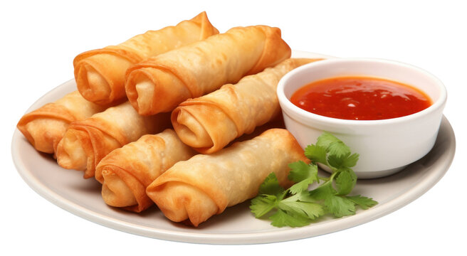 PNG Springrolls ketchup food meal. 