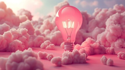 3D illustration of brainstorming lightbulb