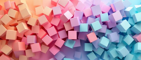 3D geometric cubes in pastel colors