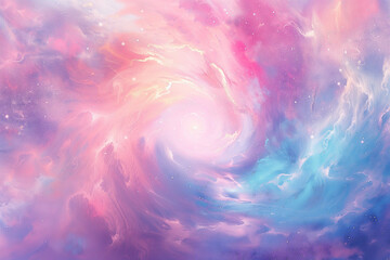 Obraz na płótnie Canvas A mesmerizing space scene featuring swirling clouds in vibrant pinks and blues.