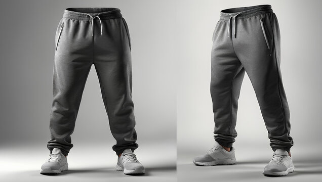 sweatpants mockup, 3d render of pants model isolated on white. illustration Generative AI