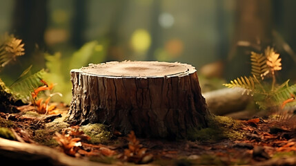 Autumn forest tree stump
