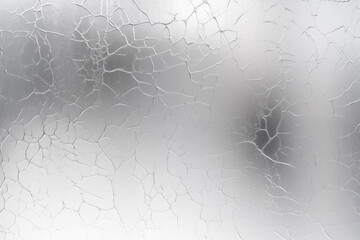 Detailed close up view of a cracked glass surface.