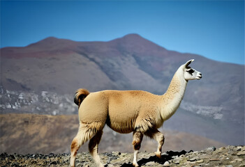 Llamas posing in high desert
