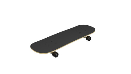 Classic wooden skateboard with black wheels isolated on transparent and white background. Skate concept. 3D render © Artem