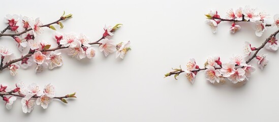 Cherry blossoms, sakura flowers on a white background