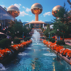 Knoxville Tennessee USA Downtown at World's Fair,
fountain in park - obrazy, fototapety, plakaty