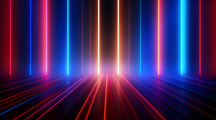 Abstract neon light with glowing vertical lines