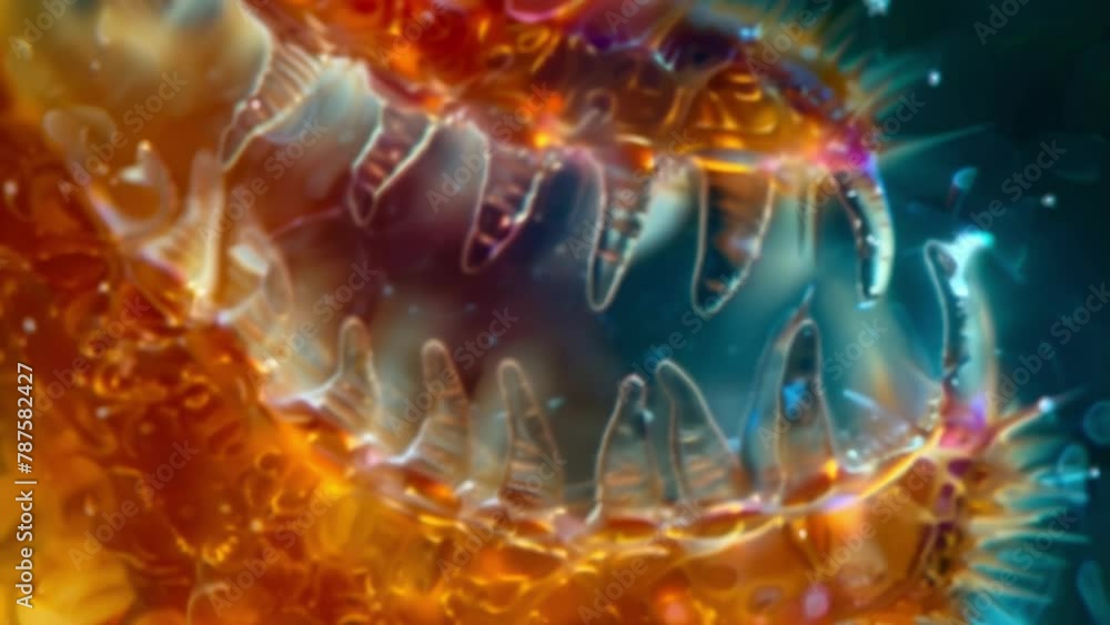 Poster a microscopic view of a rotifers muscular jaws and digestive system showcasing their powerful and ef