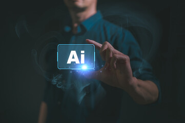 Ai technology, Artificial Intelligence. man using technology smart robot AI, artificial...