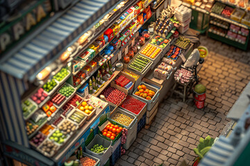 Naklejka premium Colorful Supermarket Shopping Cart in Istanbul Market