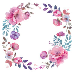 PNG Purple rose circle border pattern flower wreath