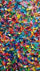 Blue, red, yellow and colorful confetti background. Decoration and celebration background High quality AI generated image