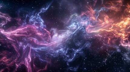 Fototapeta na wymiar Vibrant cosmic nebula with contrasting colors