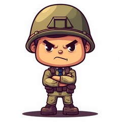 chibi soldier cartoon chibi soldier character vector 2d illustration