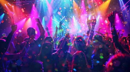 group of people dancing in a nightclub