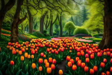 Foto op Plexiglas tulip field in spring © Goshi