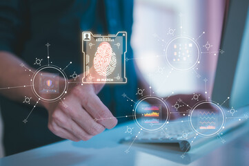 finger scanning allows access to security and identification of big Data businesses, bank and Cloud Computers Security of future technology and Cybernetics on the Internet