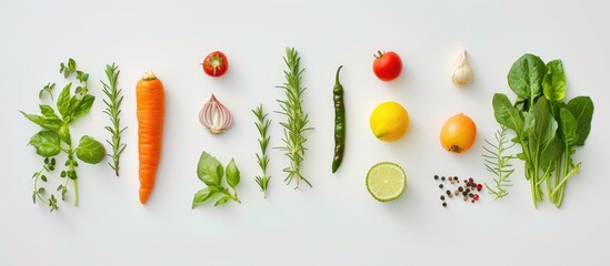 Fresh vegetables set against a white backdrop. - obrazy, fototapety, plakaty