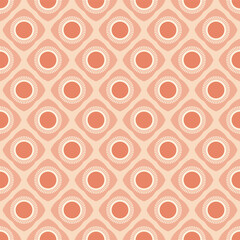 Orange Dots and Diamonds Diagonal Grid Seamless Vector Repeat Pattern