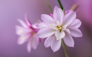 Fototapeta premium A detailed view of a single flower with a blurred background, highlighting its delicate petals and vibrant colors. Generative AI
