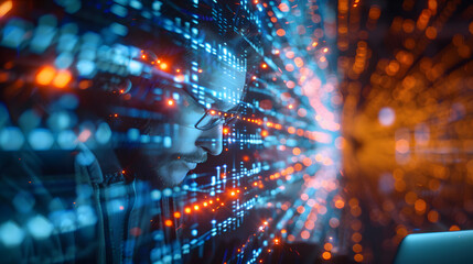 Obraz premium Internet network technology, IoT, digital software development, computer code, modern technology concept. Networking with wireless connections, cloud computing, laptop scripting