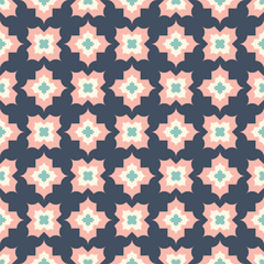 Alternating Pastel Geometric Floral Seamless Vector Repeat Pattern