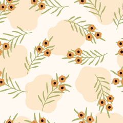 Contemporary Playful Tropical Palm Flowers Seamless Vector Repeat Pattern