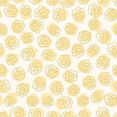 Contemporary Goldenrod Doodle Roses Seamless Vector Repeat Pattern