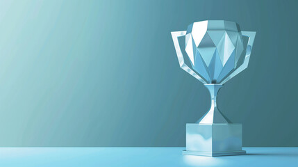 Elegant Crystal Glass Trophy on Reflective Surface
