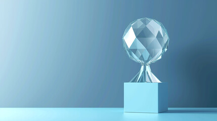 Modern Crystal Glass Trophy in Soft Light
