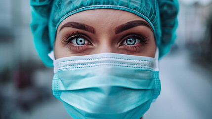 Healthcare Worker's Expressive Eyes Above Face Mask