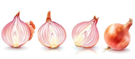 Fresh onion separated on a white background, with a clipping path included.