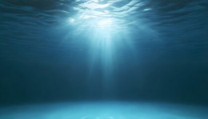 Underwater view with sunlight filtering through the surface of the water - obrazy, fototapety, plakaty