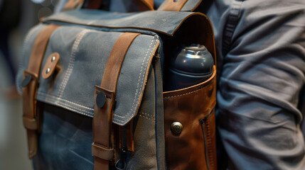 A backpack with a hidden bottle holder and a secret pocket.