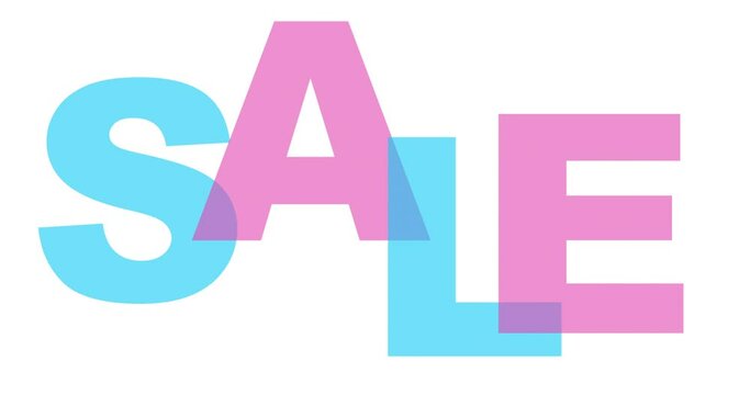 Simple bright animation of text sale on white background. Sale animation banner for social media or paid ads. Word sale wiggling on white background.