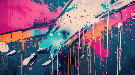 Spray paint splatter with drip Abstract graffiti shape in grunge style