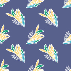 Seamless floral pattern with flowers feathers vector illustration 